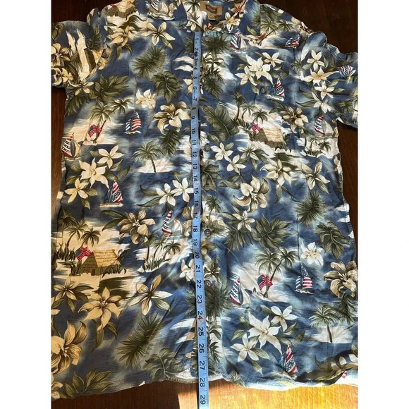 The Foundry Supply Co. American Flag Hawaiian Casual Button Shirt Men XLT Preppy - Picture 8 of 11